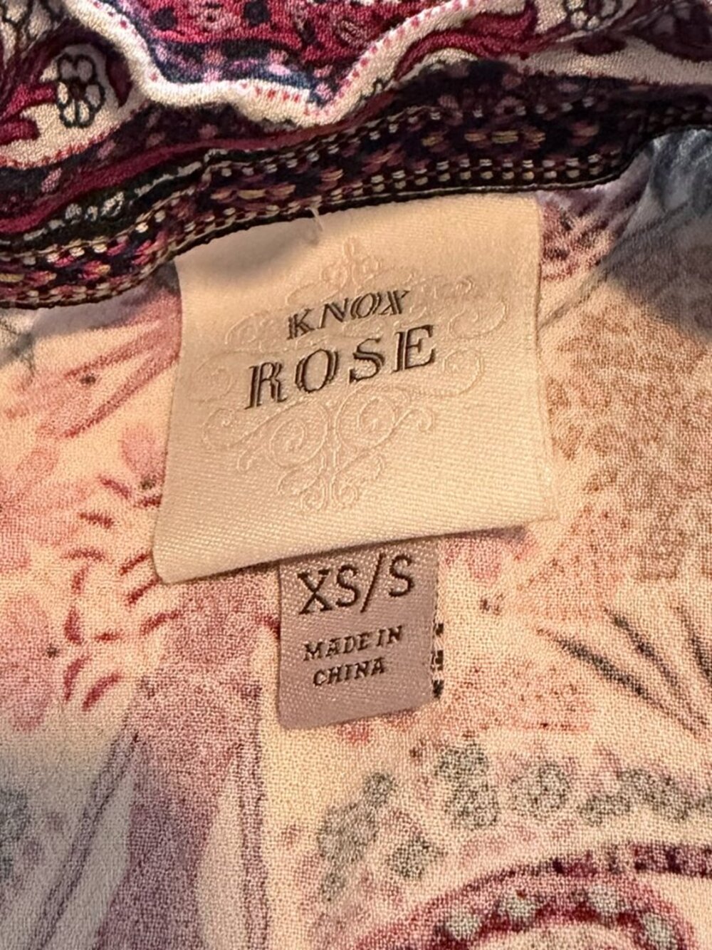 Knox Rose Open Front Kimono Shirt XS - Picture 2 of 3